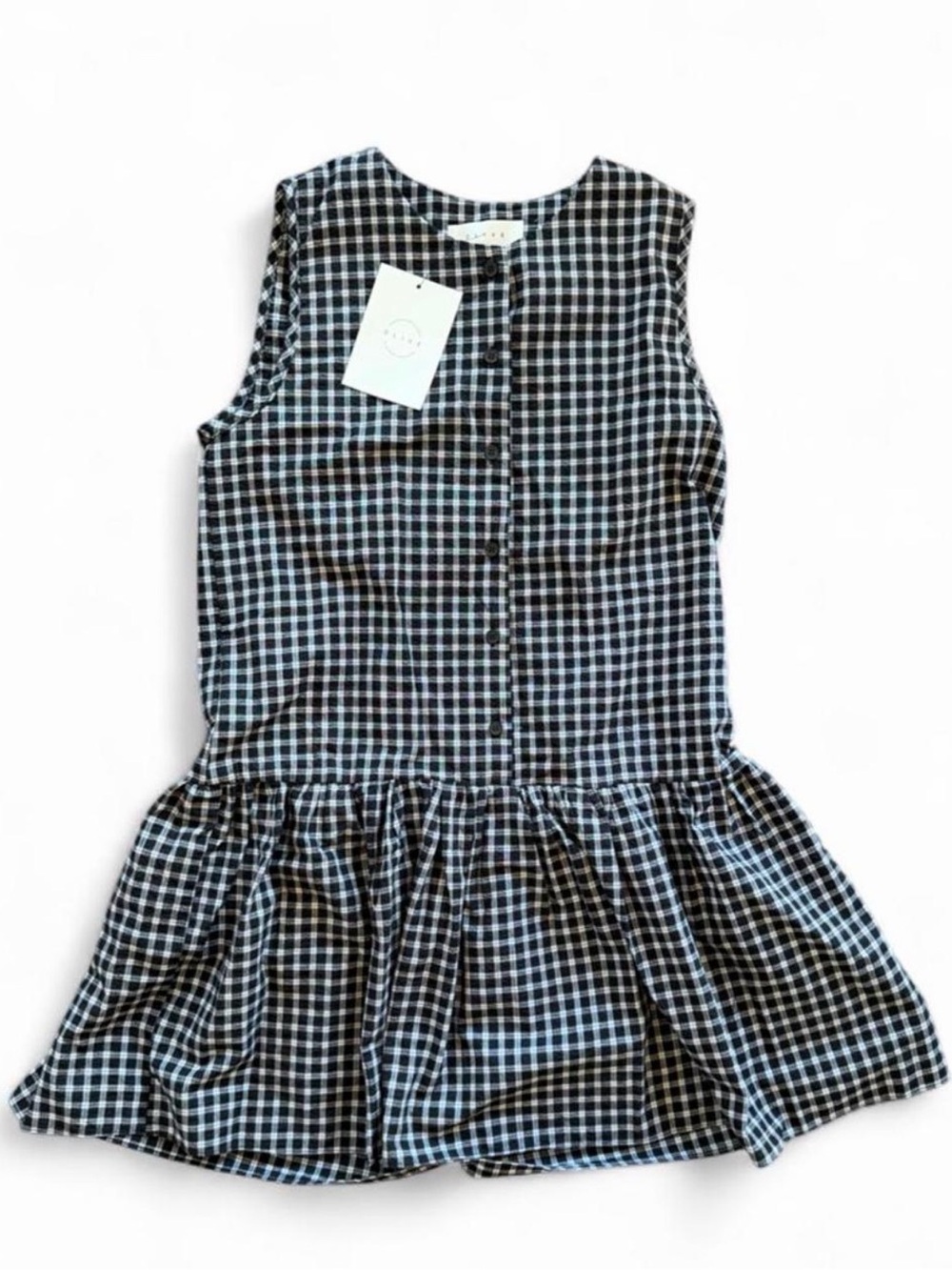 Sleeveless Black & White Gingham Drop-Waist Dress from Olive Clothing - NWT!